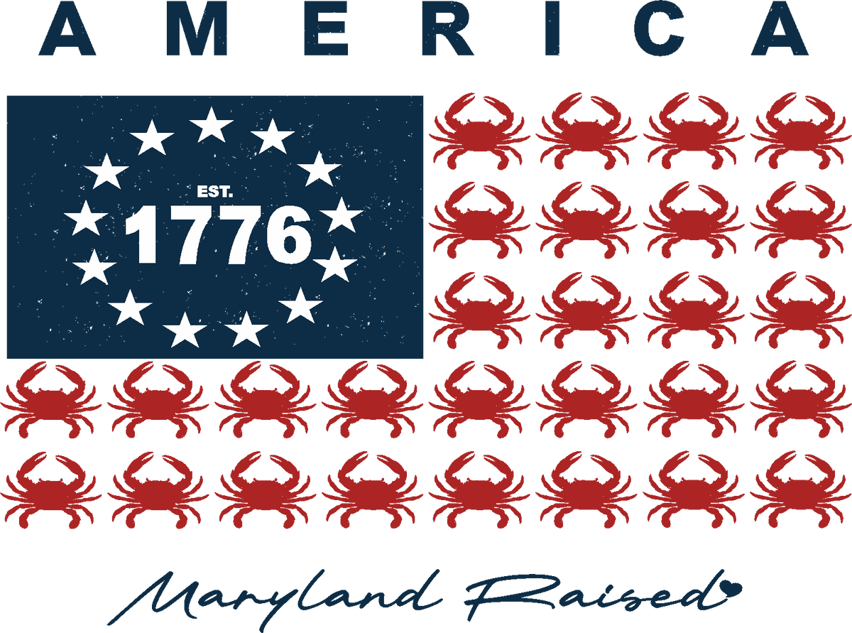 American Flag Red Crab White Blue