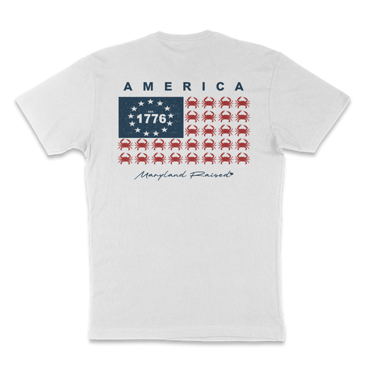 American Flag Red Crab White Blue